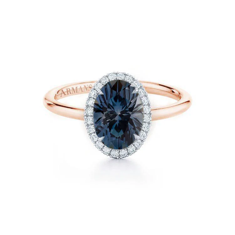 Teal Sapphire Kristina Lab Grown Engagement Ring - Image 3