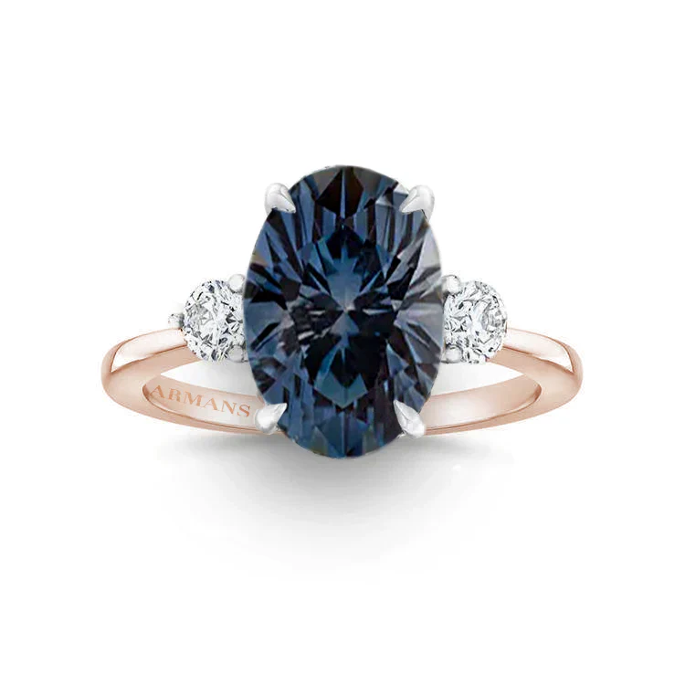 Teal Sapphire Whitney Three Stone Engagement Ring - Image 3