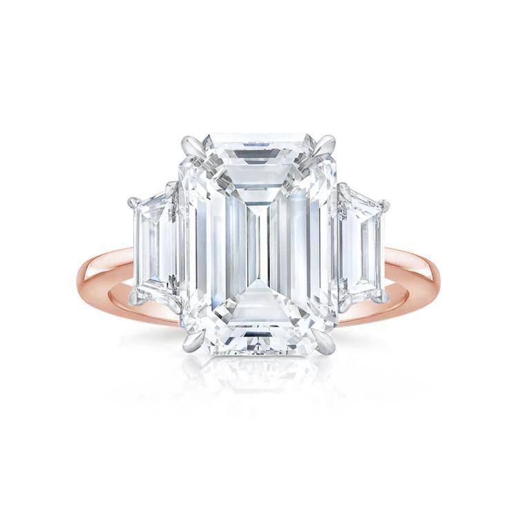 Three Stone Emerald Engagement Ring - Image 3