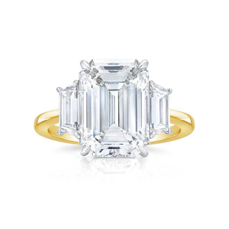 Three Stone Emerald Engagement Ring - Image 4