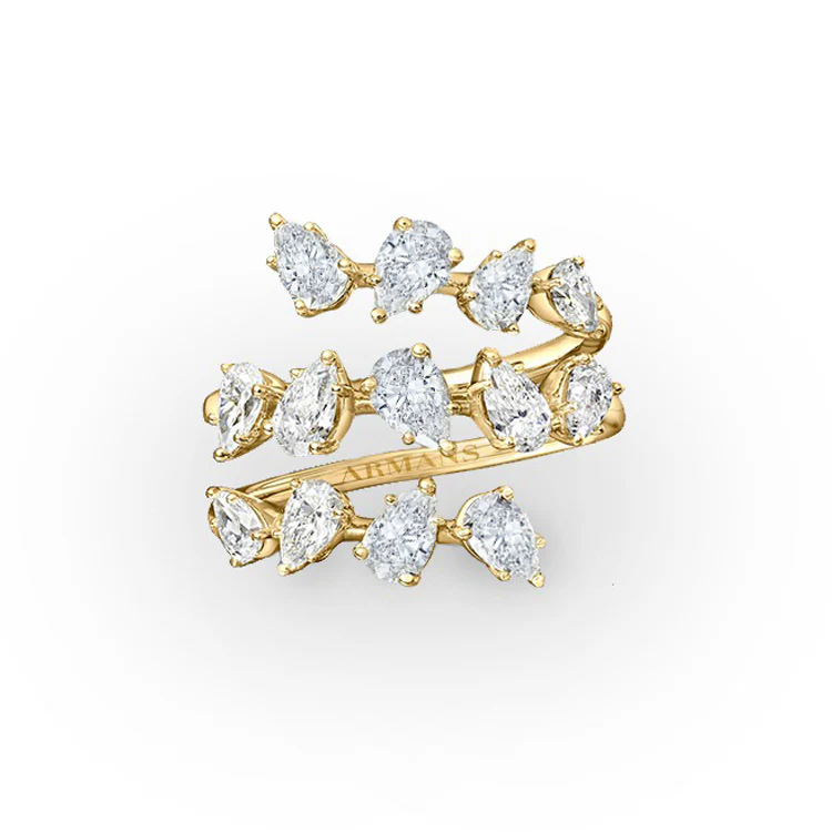 Tiered Pear Diamond Wrap Ring