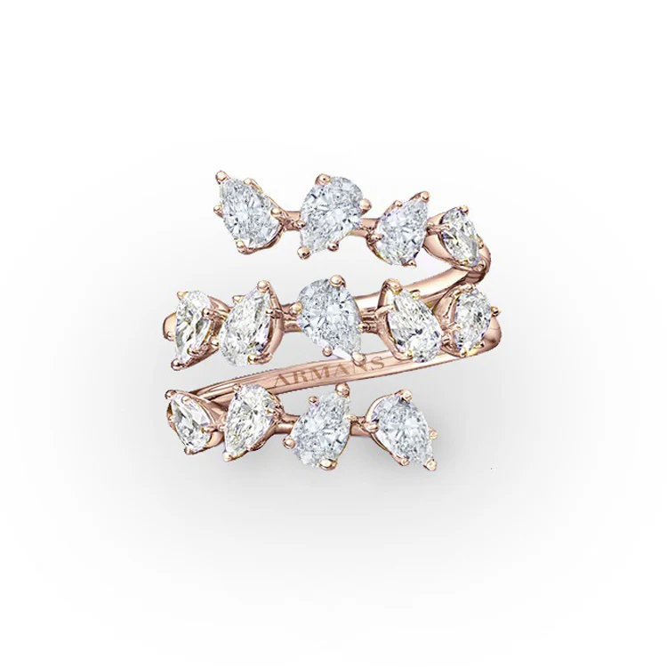 Tiered Pear Diamond Wrap Ring - Image 2