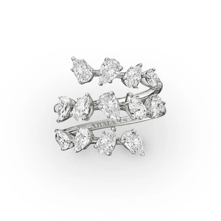 Tiered Pear Diamond Wrap Ring - Image 3