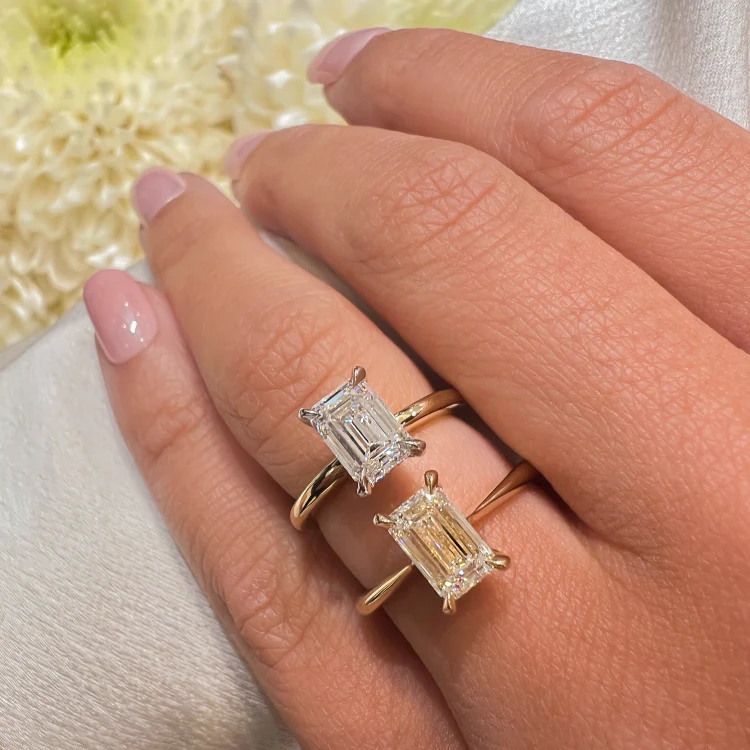 Tiffany Emerald Lab Grown Engagement Ring - Image 7