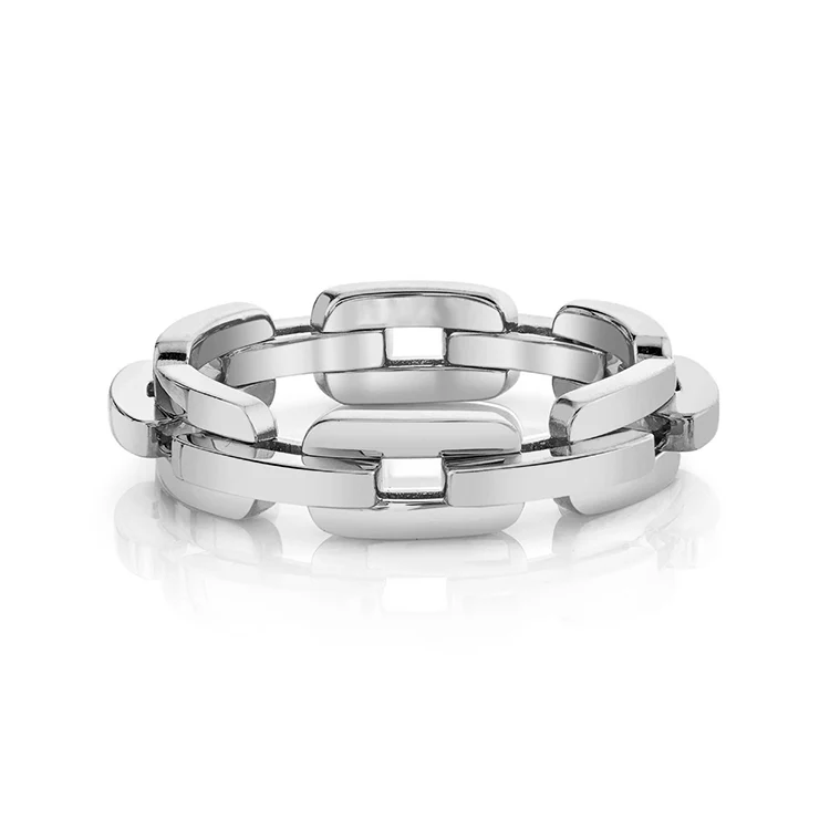 Unisex Solid Gold Chain Link Ring - Image 2