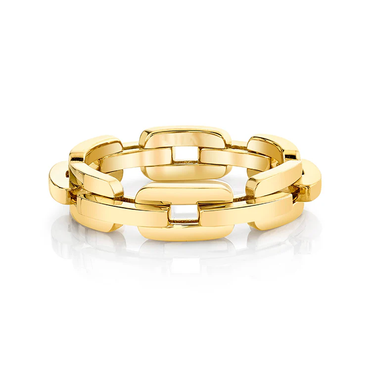 Unisex Solid Gold Chain Link Ring - Image 3