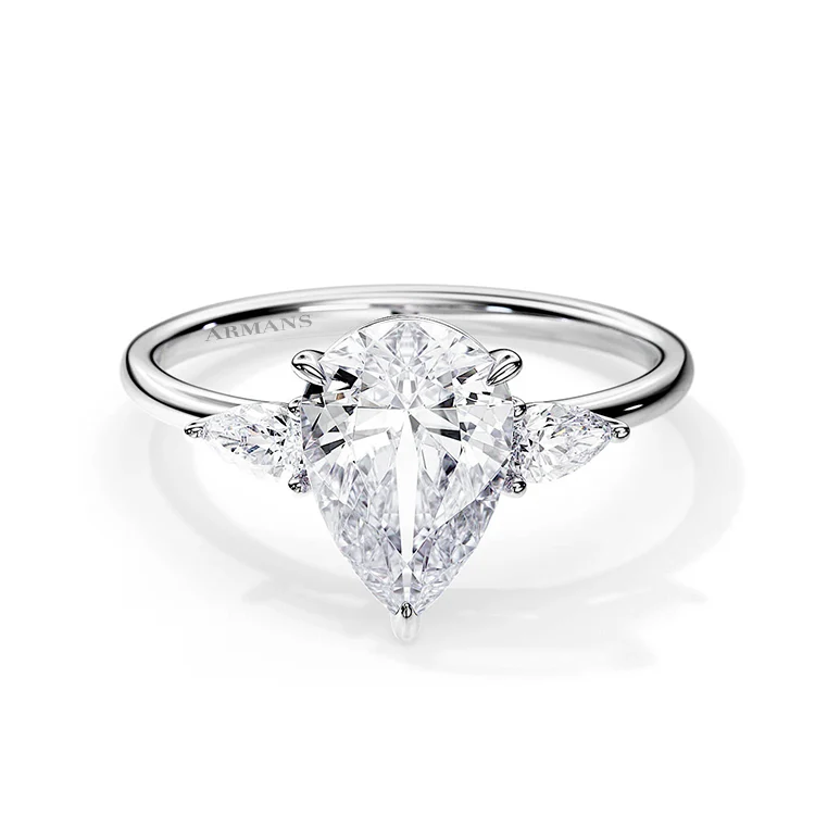 Willa Pear Trilogy Lab Grown Engagement Ring - Image 2