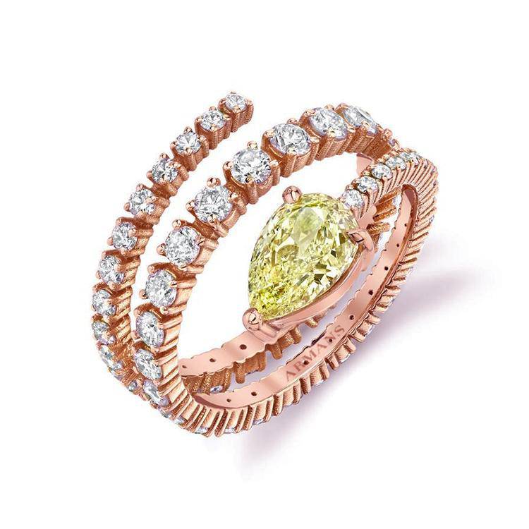 Yellow Diamond Spiral Ring - Image 3