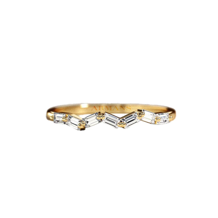 Zig Zag Baguette Wedding Band